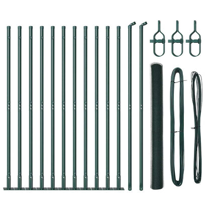 Fence with Posts Green 1.4 x 25 m PVC-coated steel
