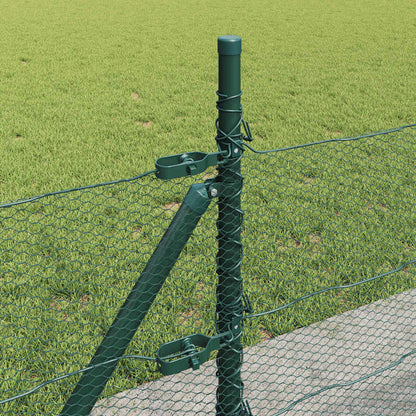 Fence with Posts Green 0.4 x 50 m PVC-coated steel
