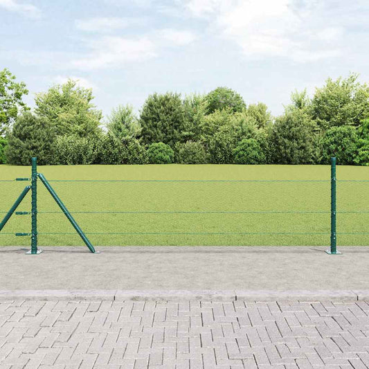 Fence with Posts Green 0.4 x 50 m PVC-coated steel