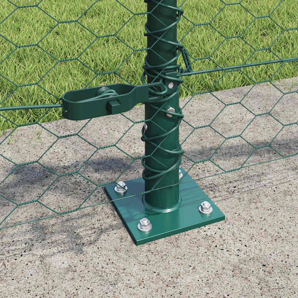 Fence with Posts Green 0.4 x 50 m PVC-coated steel