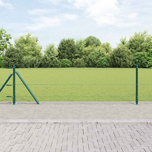 Fence with Posts Green 0.6 x 50 m PVC-coated steel