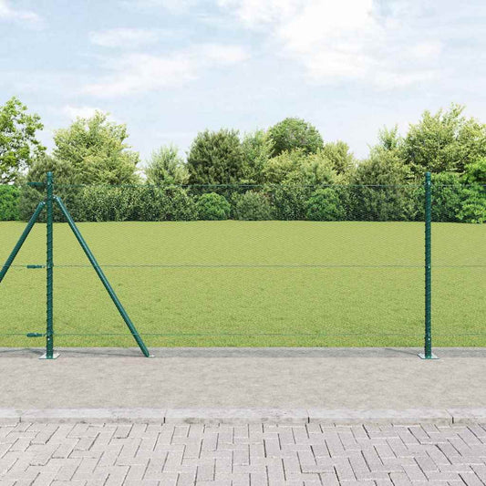 Fence with Posts Green 0.8 x 50 m PVC-coated steel