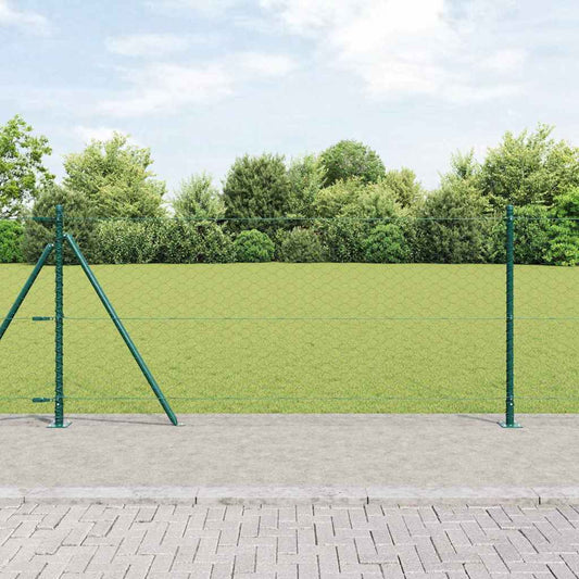 Fence with Posts Green 0.8 x 50 m PVC-coated steel