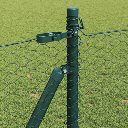 Fence with Posts Green 1 x 50 m PVC-coated steel