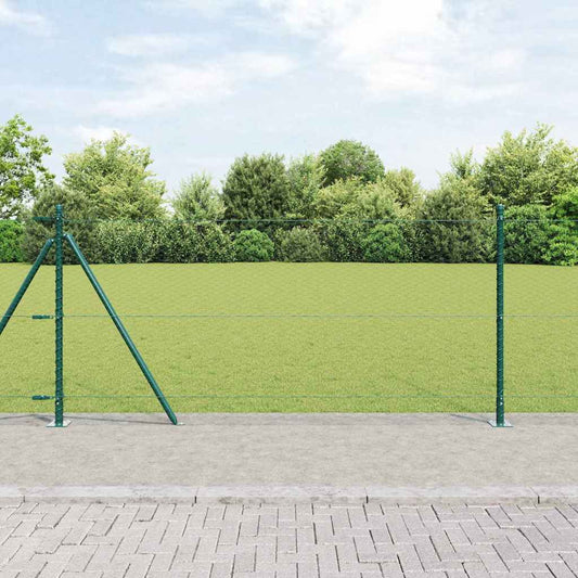 Fence with Posts Green 1 x 50 m PVC-coated steel