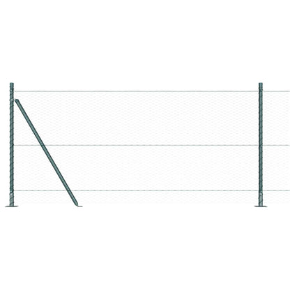 Fence with Posts Green 1 x 50 m PVC-coated steel