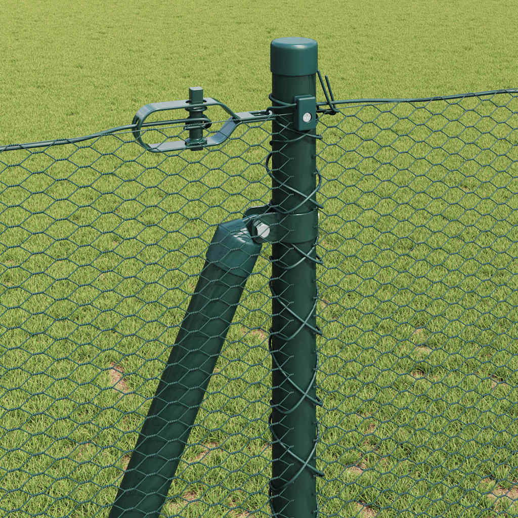 Fence with Posts Green 1.2 x 50 m PVC-coated steel