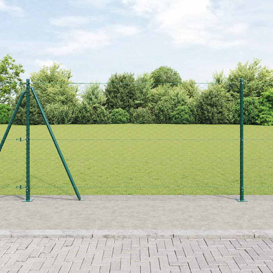 Fence with Posts Green 1.2 x 50 m PVC-coated steel