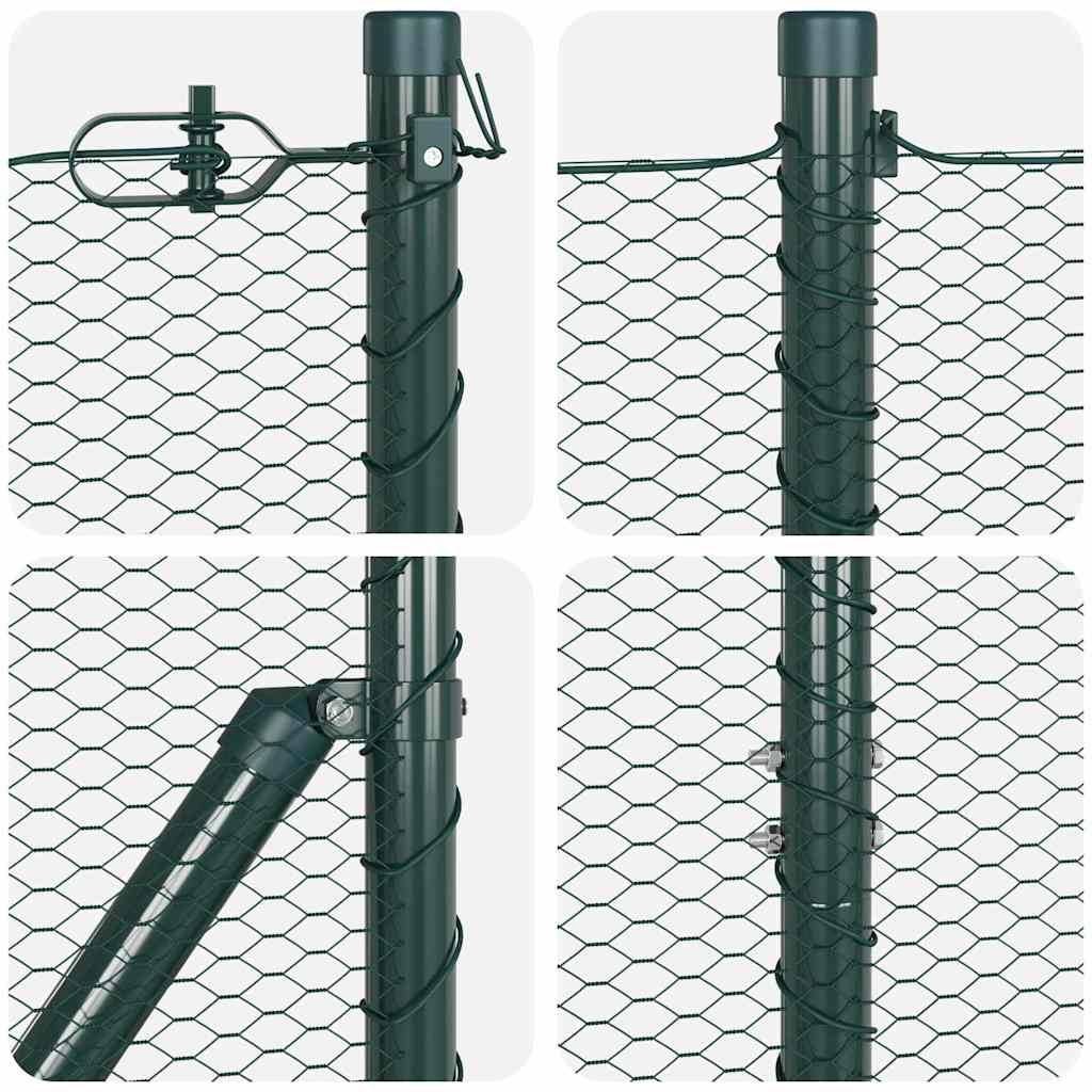 Fence with Posts Green 1.6 x 50 m PVC-coated steel