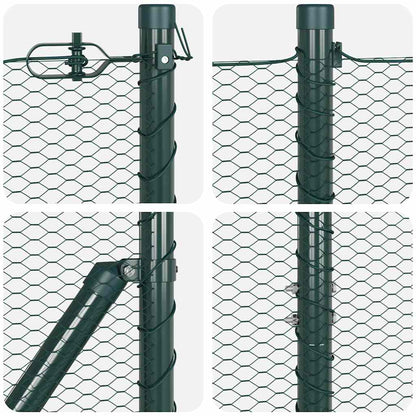 Fence with Posts Green 1.6 x 50 m PVC-coated steel