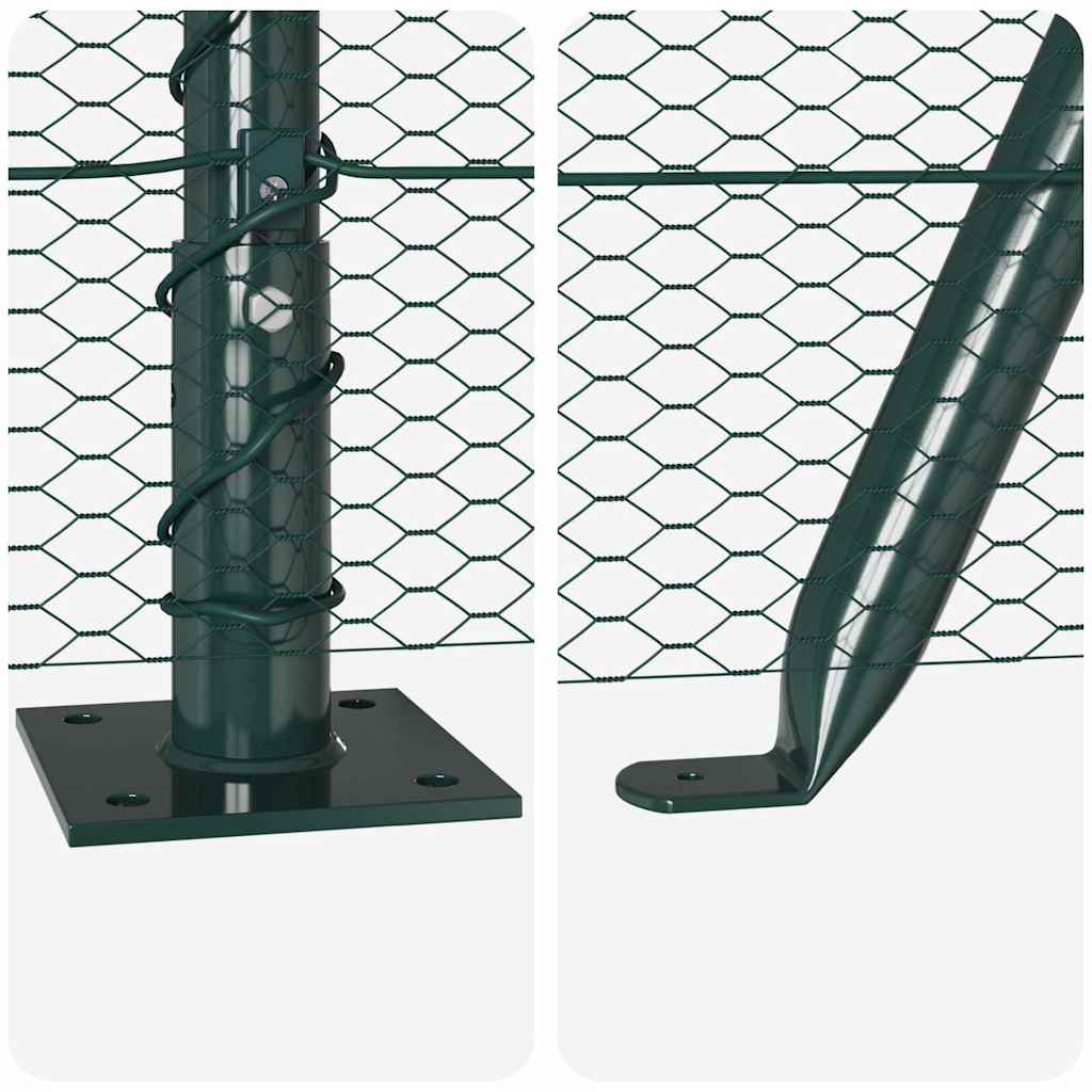 Fence with Posts Green 1.6 x 50 m PVC-coated steel