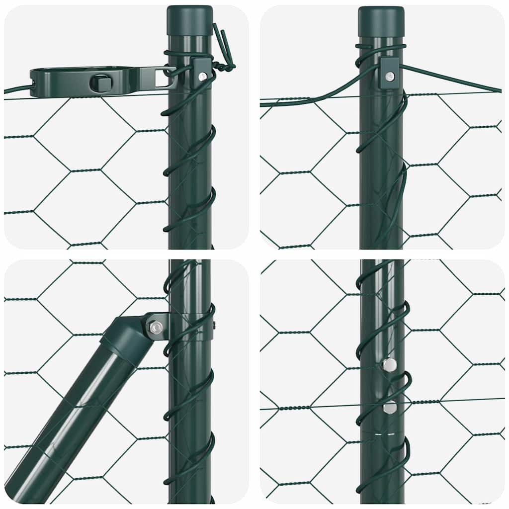 Fence with Posts Green 1.6 x 50 m PVC-coated steel