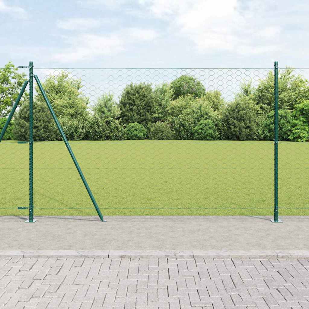 Fence with Posts Green 1.6 x 50 m PVC-coated steel