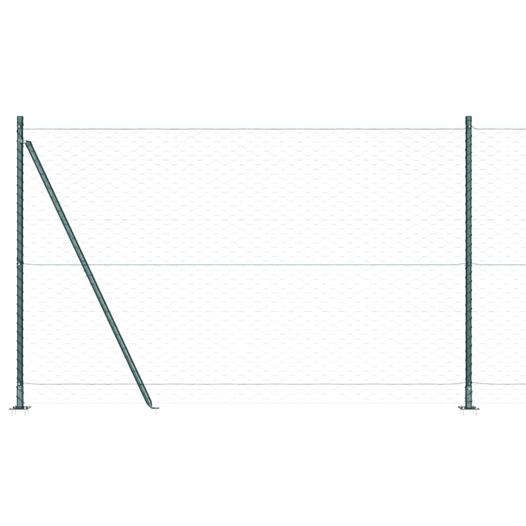 Fence with Posts Green 1.6 x 50 m PVC-coated steel