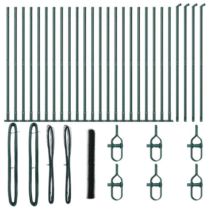 Fence with Posts Green 1.6 x 50 m PVC-coated steel