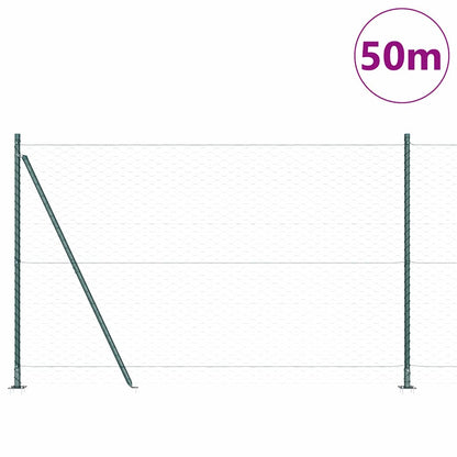 Fence with Posts Green 1.6 x 50 m PVC-coated steel
