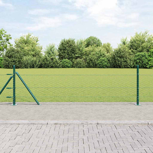 Fence with Posts Green 0.4 x 100 m PVC-coated steel