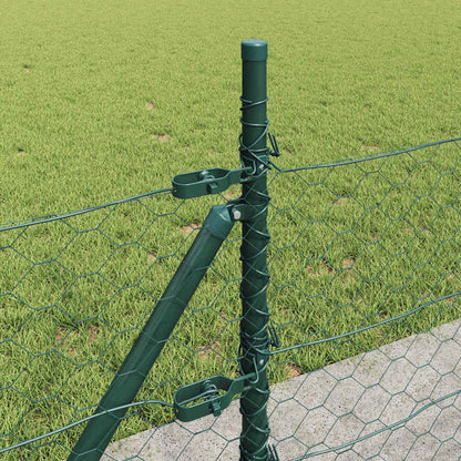 Fence with Posts Green 0.4 x 100 m PVC-coated steel