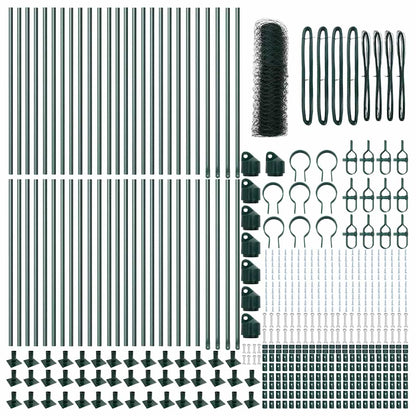 Fence with Posts Green 0.5 x 100 m PVC-coated steel