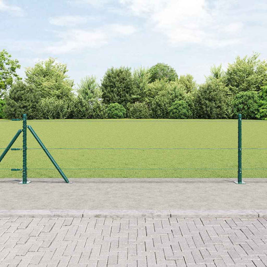 Fence with Posts Green 0.6 x 100 m PVC-coated steel