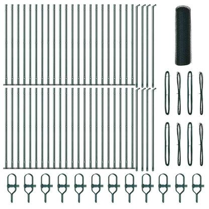Fence with Posts Green 0.6 x 100 m PVC-coated steel