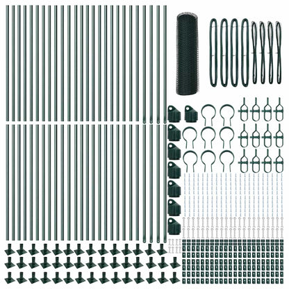 Fence with Posts Green 0.6 x 100 m PVC-coated steel