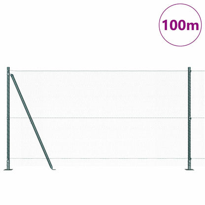 Fence with Posts Green 1.2 x 100 m PVC-coated steel