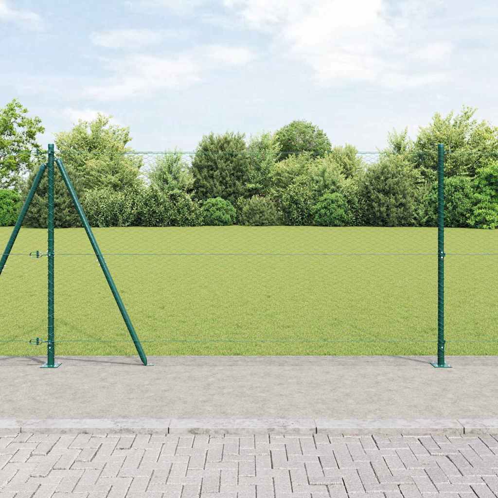 Fence with Posts Green 1.2 x 100 m PVC-coated steel