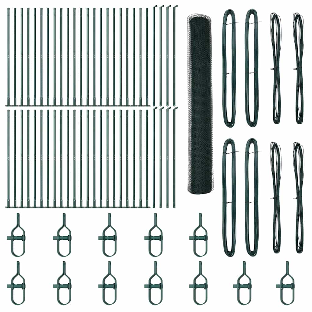 Fence with Posts Green 1.2 x 100 m PVC-coated steel