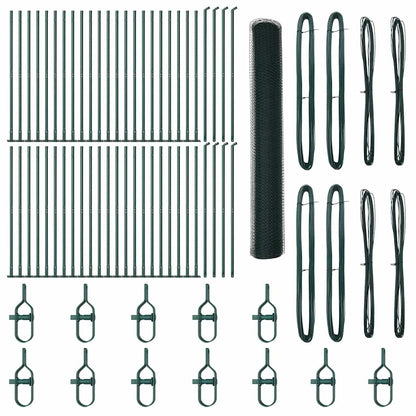 Fence with Posts Green 1.2 x 100 m PVC-coated steel