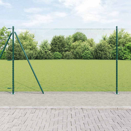 Fence with Posts Green 1.4 x 100 m PVC-coated steel