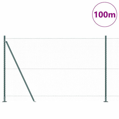 Fence with Posts Green 1.5 x 100 m PVC-coated steel