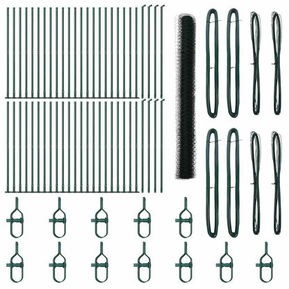 Fence with Posts Green 1.6 x 100 m PVC-coated steel