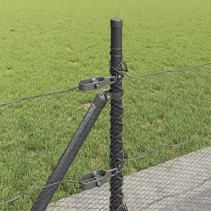 Fence with Posts Grey 0.5 x 10 m PVC-coated steel