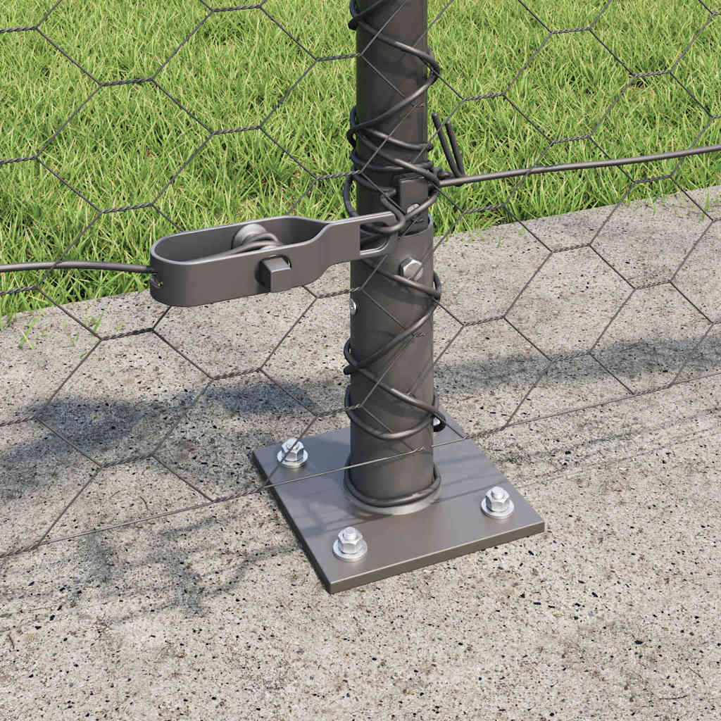 Fence with Posts Grey 0.5 x 10 m PVC-coated steel