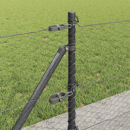 Fence with Posts Grey 0.6 x 10 m PVC-coated steel