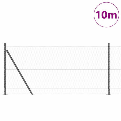 Fence with Posts Grey 1 x 10 m PVC-coated steel