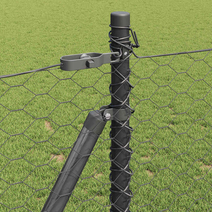 Fence with Posts Grey 1 x 10 m PVC-coated steel