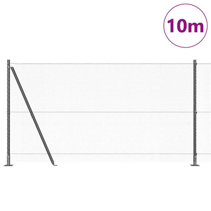Fence with Posts Grey 1.2 x 10 m PVC-coated steel