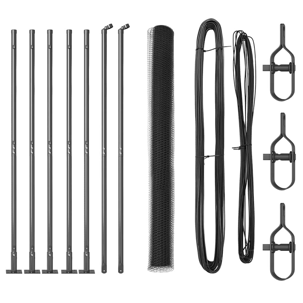 Fence with Posts Grey 1.6 x 10 m PVC-coated steel