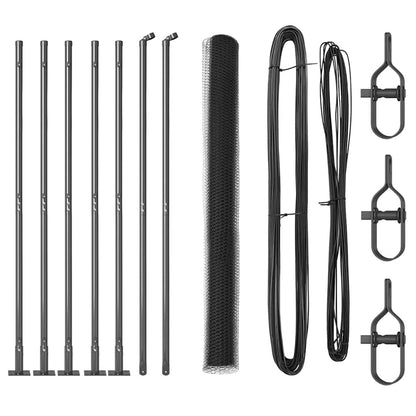 Fence with Posts Grey 1.6 x 10 m PVC-coated steel