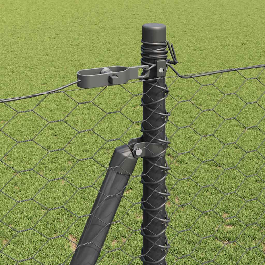 Fence with Posts Grey 1.6 x 10 m PVC-coated steel