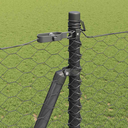Fence with Posts Grey 1.6 x 10 m PVC-coated steel