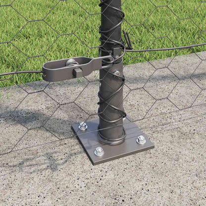 Fence with Posts Grey 1.6 x 10 m PVC-coated steel