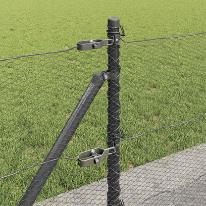 Fence with Posts Grey 0.5 x 25 m PVC-coated steel
