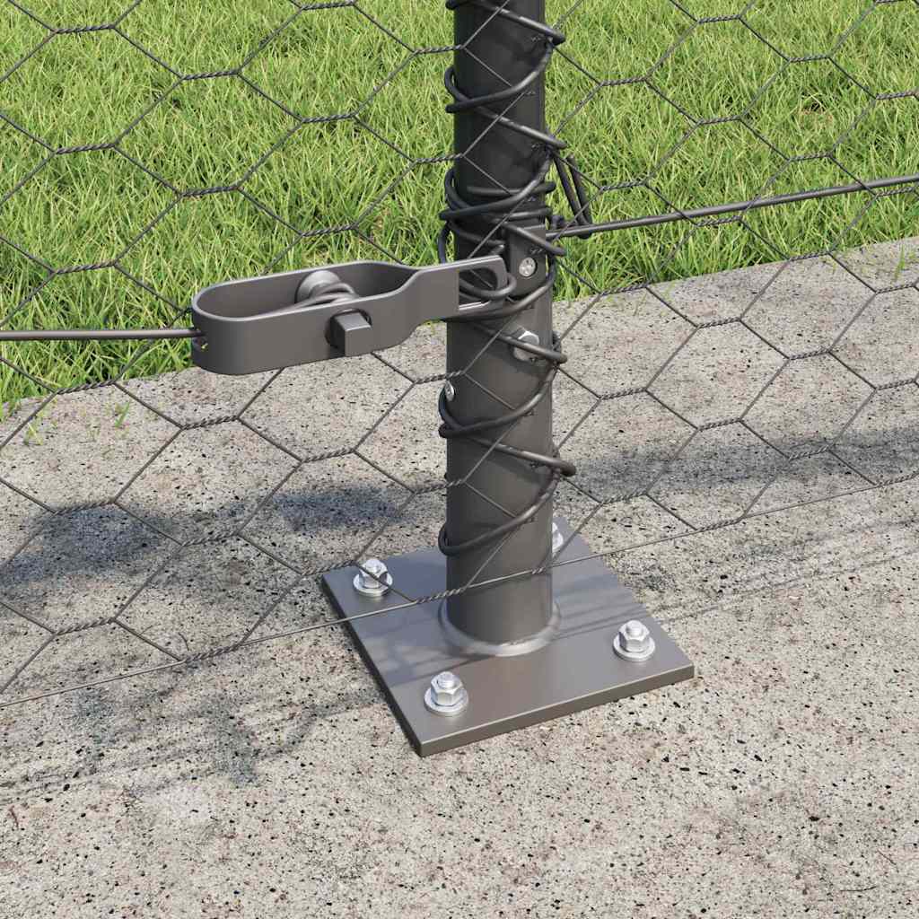 Fence with Posts Grey 0.6 x 25 m PVC-coated steel