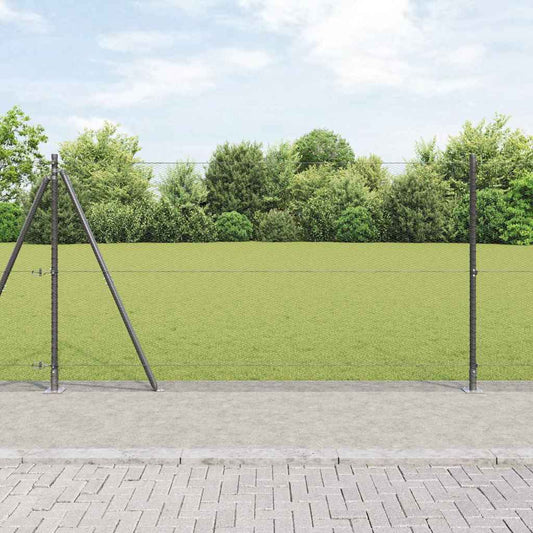 Fence with Posts Grey 1.2 x 25 m PVC-coated steel