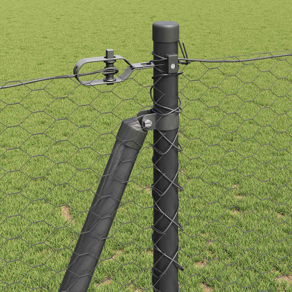 Fence with Posts Grey 1.2 x 25 m PVC-coated steel