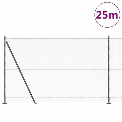 Fence with Posts Grey 1.5 x 25 m PVC-coated steel