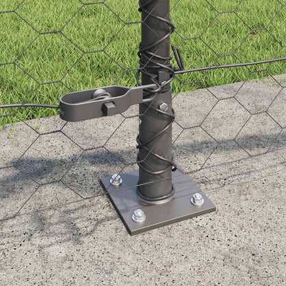 Fence with Posts Grey 0.5 x 50 m PVC-coated steel